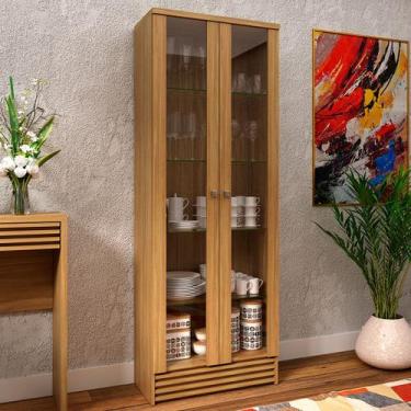 Imagem de Cristaleira 2 Portas 5 Prateleiras Natural Cr6002 - Tecno Mobili