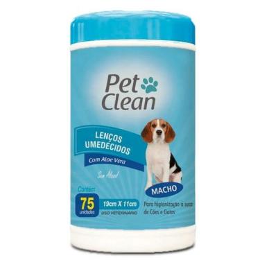 Imagem de Lenço Umedecido 75 Unid Pet Clean Cachorro Gato Cães Pet, Macho