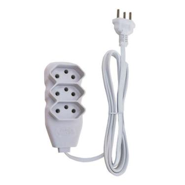 Imagem de Extensao 03 Tomadas 10a  1,00 Metros Branca 2p+T - FORCE LINE, Branco