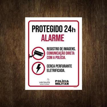 Imagem de Placa De Segurança - Protegido 24H Alarme Polícia (27X35) - Sinalizo