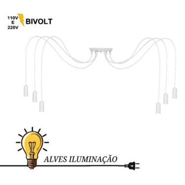 Imagem de Luminária Fio Pendente Aranha 6 Lâmpadas com Soquete Vela Liso E-27 - 