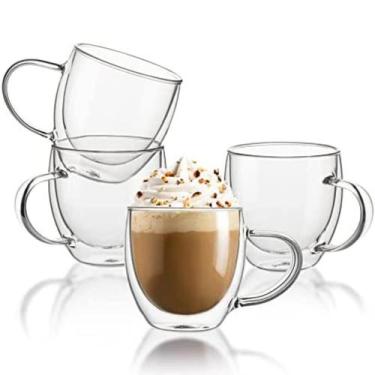 Imagem de Xícara Vidro Duplo Com Alça Nespresso Dolce Gusto 4un 250ml - Majestic