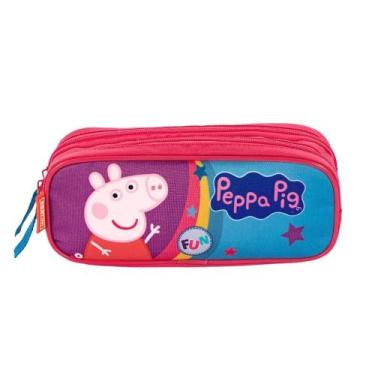 Imagem de Estojo Escolar 2 Divisórias Peppa Pig Infantil Kids - Sestini
