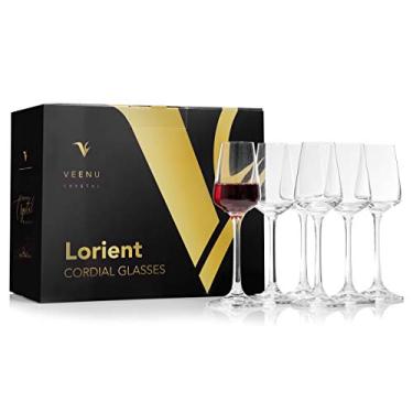 Imagem de VC VEENU CRYSTAL Taças de vinho | Conjunto de taças de vinho do Porto vermelho e branco com haste cordial | Vidro de cristal boêmio 100% sem chumbo 65 ml (62 g)