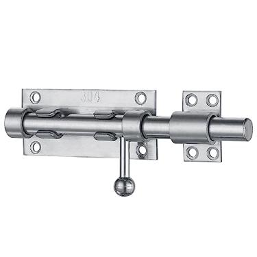 Imagem de Fechadura de parafuso deslizante JQK, 6,3 polegadas (espessa 2,4 mm) resistente 304 parafuso de aço inoxidável com orifício de cadeado, travas de porta interior com acabamento escovado, DL300-BN