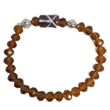 Imagem de Pulseira Xangô Firma Marron Cristal E Silicone - Lua Mística - 100% Or