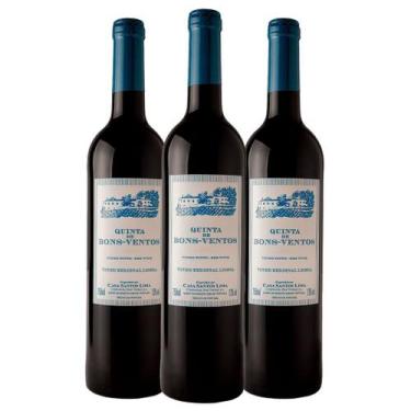 Imagem de Kit 3 Garrafas Vinho Tinto Quinta de Bons Ventos 750ml - Casa Santos L