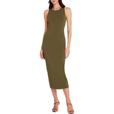 Imagem de Club Monaco Vestido feminino colado ao corpo com costas nadador, Musgo de Inverno, M
