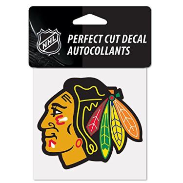 Imagem de NHL Chicago Blackhawks 21863010 Adesivo de cor de corte perfeito, 10 x 10 cm, preto
