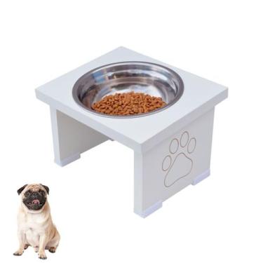 Imagem de Comedouro Pet Cachorro Elevado MDF Simple - Inox - Maderacco
