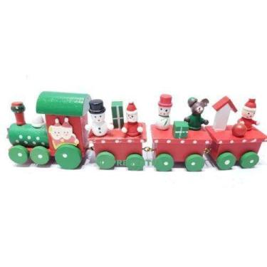 Imagem de Enfeite Decoração Arvore De Natal Trem Madeira 19,5cm - Import