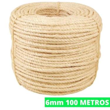 Imagem de Corda De Sisal 6mm Rolo 100 Mts Rasada Arranhador Gatos Decoração - Si