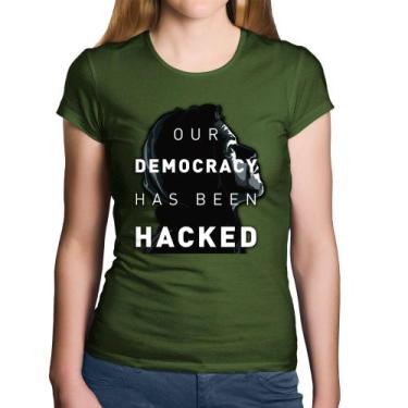Imagem de Baby Look Algodão Our Democracy Has Been Hacked - Foca na Moda, Musgo,