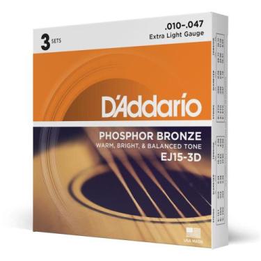 Imagem de Encordoamento Violão Aço .010 (3 Jogos) D'Addario EJ15-3D - D addario