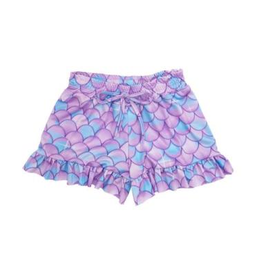 Imagem de Shorts Bermuda Infantil Menina Saída Praia Malha Proteção Uv - Fofotin