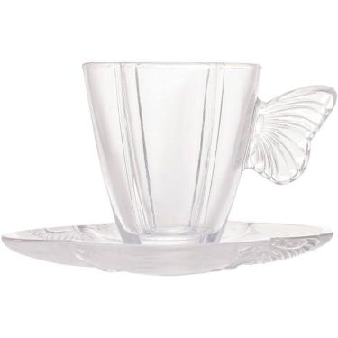 Imagem de Conjunto 4 Xícaras de Chá de Vidro com Pires Butterfly 180ml 29272 - Wolff