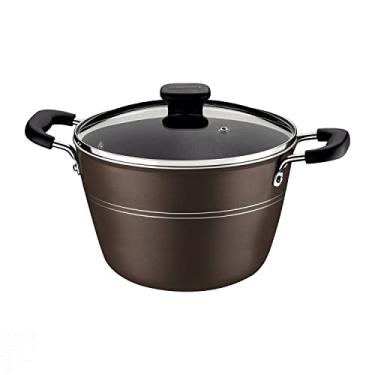Imagem de Caldeirão Tramontina Sicília em Alumínio com Revestimento Interno e Externo em Antiaderente Starflon Excellent Avelã com Tampa de Vidro 26 cm 7,6 L