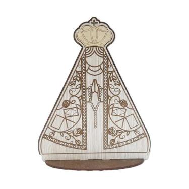 Imagem de Display com Base Nossa Senhora Aparecida Mod2 16cm Madeira Mdf - ATACA