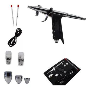 Imagem de Kit Aerógrafo Pistola Caneta Ação Simples C/14pçs Tinta Profissional  