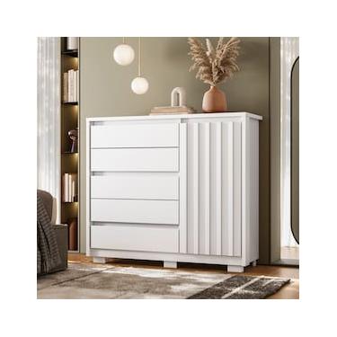 Imagem de Cômoda Sapateira Palumoveis Duetto com 5 Gavetas e 1 Porta – 125cm de Largura