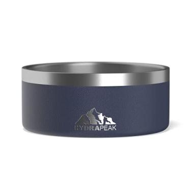 Imagem de Hydrapeak Tigela para cães; aço inoxidável antiderrapante; prato de água e comida; cães grandes e pequenos; 946 ml, 1,814 g; vários tamanhos; 4 xícaras | Azul marinho