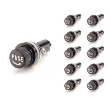 Imagem de Kit 10 Porta-Fusível preto s/led 5x20 - Fox Tools