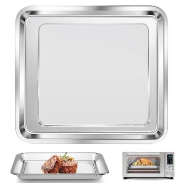 Imagem de Frigideira Air Fryer Grill para Nuwave Bravo 12 em 1 21 Qt Air Fryer Torradeira Forno, 29 cm * 26 cm Frigideira a Ar Assadeira Assadeira Placa Crisper Placa Rack Peças Acessórios Bandeja, Aço