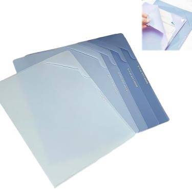 Imagem de MIUPOO Capas de plástico para pastas, bolsos de projeto de cores gradientes, capas de plástico, pastas de documentos, protetores de folha de papel para escritório, escola, pacote com 5, azul