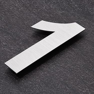 Imagem de COBATA Números de casa modernos - Números de endereço residencial 304 de aço inoxidável 304 de altura à prova de ferrugem/aparência flutuante/fácil de instalar/prata/número 1