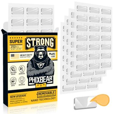 Imagem de PHIXBEAR massa de montagem grande sem resíduos, fita dupla face cola pontos adesivos transparentes adesivo pegajoso de museu, tiras para pendurar imagens pôsteres fixos decoração arte artesa