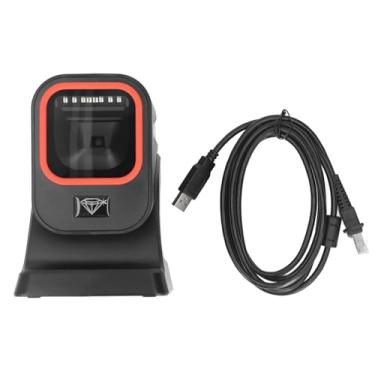 Imagem de Leitor de código de barras de mesa Brilluxa, leitor de código QR com detecção 1D 2D Scanner de código de barras de mesa omnidirecional automático para armazém, supermercado, loja