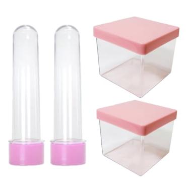 Imagem de Kit Tubetes e Caixinha 5x5cm Color para Doces Balas Mimos Temperos Especiarias para Lembrancinhas Decoração Festas Aniversários Mimos Gincanas (Rosa Bebe)