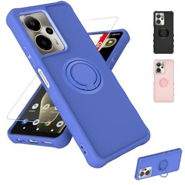 Imagem de jioeuinly Capa para celular Cricket Outlast 5G 2024 compatível com ATT AT&T Motivate Pro 5G Capa SN509 [com protetor de tela de vidro temperado] [super proteção de 2 mm] [suporte de anel] azul