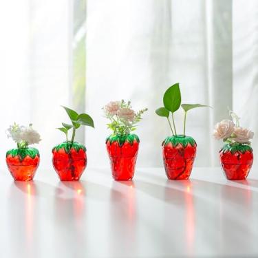 Imagem de Decoração de vaso de propagação de morango de vidro: Mini vasos fofos Glasseam estações de propagação para casa - Conjunto exclusivo de 5 peças de vasos de flores para terrário, presentes para