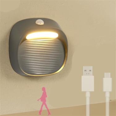 Imagem de Luminária de parede LED com sensor de movimento, arandela interna, brilho ajustável, luz noturna com interruptor, recarregável, operada por bateria, lâmpada de parede, quarto, cozinha, sala