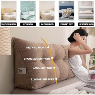 Imagem de CFLNYC Reading Pillow Triangular Wedge Reading Pillow with Side Pockets, Lumbar Support Pad, Soft Breathable Reading Backrest(Coffee,24"/60cm)