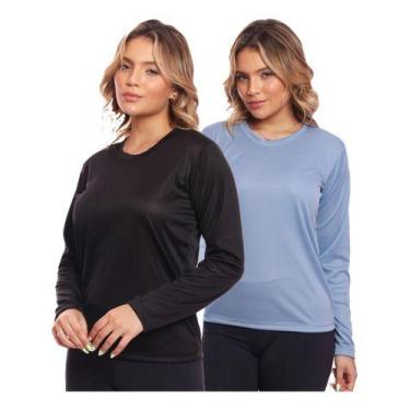 Imagem de Kit 2 Camisas Feminina Camiseta Térmica Proteção Solar Uv - MC Digital