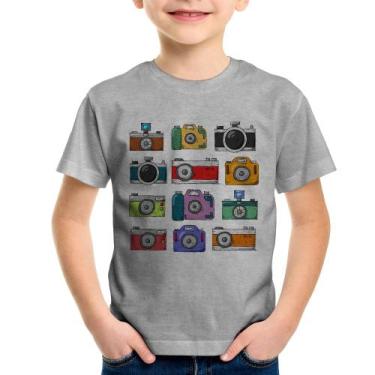Imagem de Camiseta Infantil Câmeras Retrô - Foca na Moda, Cinza, 8