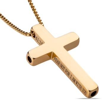 Imagem de FUNPAR Colar de respiração cruzada, versículo bíblico inspirador, antiansiedade, mindfulness, ferramenta de respiração de aço inoxidável premium, itens de alívio da ansiedade, presente, Sem Pedra