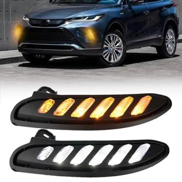 Imagem de GEEGEETOP Switchback Branco/Âmbar/azul LED frontal neblina diurna lâmpada de corrida sequencial luz de para-choque Flash LED recurso de seta compatível com Toyota Venza 2021 2022 LE XLE LIMITED