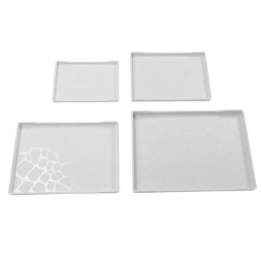 Imagem de Bandeja de Porção de Plástico 4pcs, Bandeja de Frutas Retangulares Multifuncionais, Servir Pratos Definidos Com o Fundo da Prova de Deslizamento para a Organização Em Casa Lanche