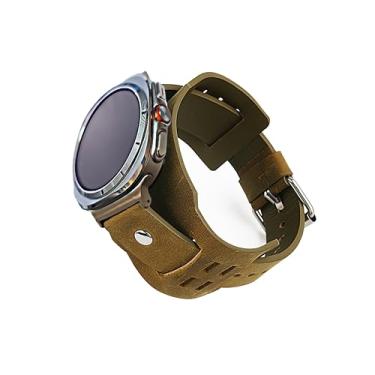 Imagem de Pulseira de relógio de pulso compatível com Samsung Galaxy Watch 7/6/5/4/FE/, pulseiras de couro genuíno para galaxy 40 mm, 43 mm, 44 mm, 46 mm e 47 mm, pulseira de metal elegante para mulheres e