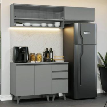 Imagem de Armário De Cozinha Compacta 200cm Nice Madesa Xa14 Cinza