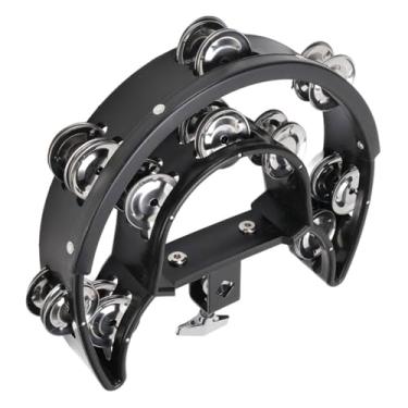 Imagem de Meio Pandeiro da Lua, a Mão Segurava o Pandeiro de Percussão, Os Jingles de Metal Tamborrine, Os Instrumentos de Ritmo Musical para Adultos, Crianças, Escola, Festa, Igreja, Preto