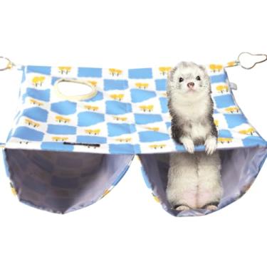 Imagem de Copfeu Rede de acessórios para gaiola de furão, para o verão, impermeável, respirável, rede para furões, rede grande de camada dupla com 2 furos para brincar para rato, porquinho-da-índia, coelho,