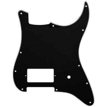 Imagem de Musiclily Pro 11 Furos Single Coberto Humbucker e Ranhura Potenciômetro Escudo para Guitarra EUA/México Fender Tom Delonge Strat Style, 3 camadas Preto