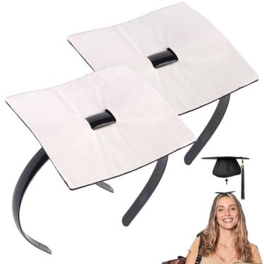 Imagem de Pacote com 2 faixas de cabelo para graduação, faixa de cabelo firme antiqueda para touca de formatura, acessórios de chapéu para graduados, estudantes, meninas