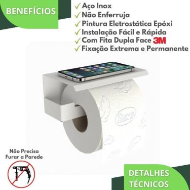 Imagem de Suporte Papel Higiênico Adesivo Colar Na Parede Branco Elg