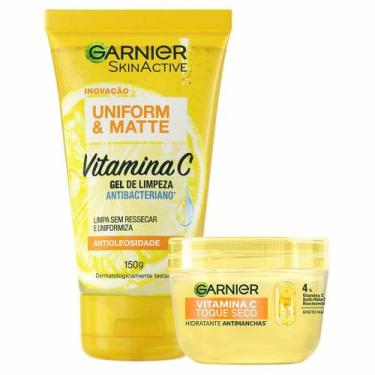 Imagem de Garnier Skin Vitamina C Kit - Gel de Limpeza Facial Antibacteriano + H