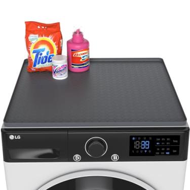 Imagem de Iycnkok Capa de lavadora e secadora para a parte superior - Tapete protetor de silicone de 70 x 70 cm para máquina de lavar tambor com carregamento frontal à prova d'água à prova de poeira para